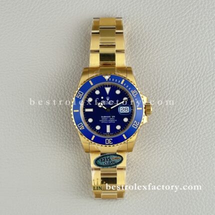 Clean Factory Rolex ubmariner 126618LB | 41mm Full Gold Blue Dial | Premium Replica Watch