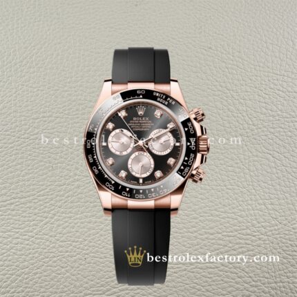 Clean Factory Rolex Daytona 126515LN-0004 Black Dial Diamond Markers Everose Gold Subdials Snailed – Dandong 4131 Super Clone | 18k Everose Gold