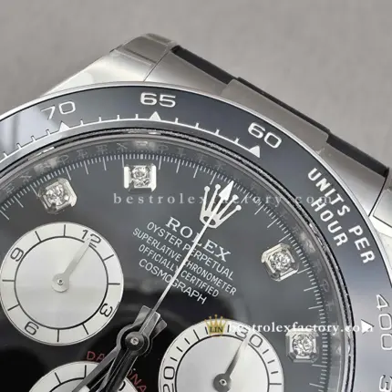 Clean Factory Rolex Daytona 126519LN-0004 Black Dial Diamond Markers Silver Subdials Snailed - Dandong 4131 Super Clone | 18k White Gold