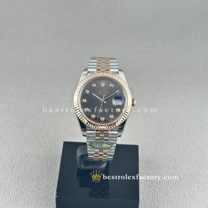 Rolex Datejust 126331-0004 Chocolate Dial – Clean Factory Super Clone Rose Gold Fluted Bezel Diamond Markers