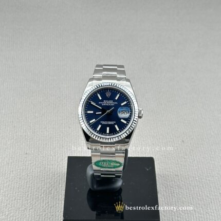 Clean Factory Super Clone Rolex Datejust 126234-0018 – Blue Sunburst Dial, White Gold Bezel, Oyster Bracelet