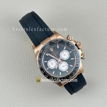 Clean Factory Rolex Daytona 126515LN-0002 Black Dial Everose Gold Applique Markers Everose Subdials Snailed - Dandong 4131 Super Clone | 18k Everose Gold