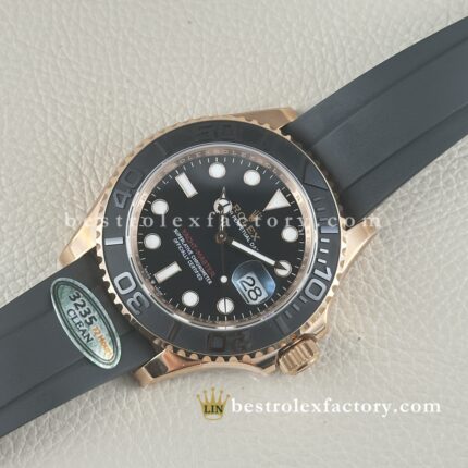 Clean Factory Yacht-Master M126655-0002 | Everose Gold Black Dial Oysterflex | Premium Replica Watch