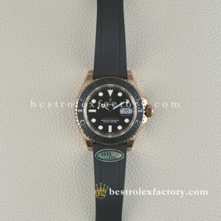 Clean Factory Yacht-Master M126655-0002 | Everose Gold Black Dial Oysterflex | Premium Replica Watch