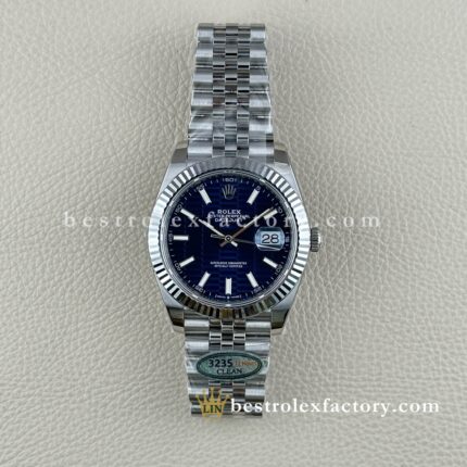 The Best Replica Rolex DateJust 41mm 904L Oystersteel 126334-0032 Super Clone 3235 Movement White Gold Wrap Fluted Bezel Blue Fluted Dial Jubilee five-piece links Waterproof Clean factory Made