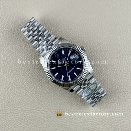 The Best Replica Rolex DateJust 41mm 904L Oystersteel 126334-0032 Super Clone 3235 Movement White Gold Wrap Fluted Bezel Blue Fluted Dial Jubilee five-piece links Waterproof Clean factory Made