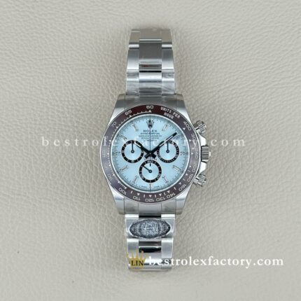 Clean Factory Rolex Daytona 126506-0002 Ice Blue/Diamond  Dial Chestnut Brown Ceramic Bezel transparent sapphire case back Platinum wrapped Super Clone Chronograph waterproof Best replica 4131 Movement