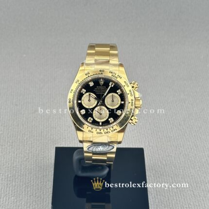 Clean Factory Rolex Daytona 126508-0003 – Yellow Gold Black Dial Moissanite Replica