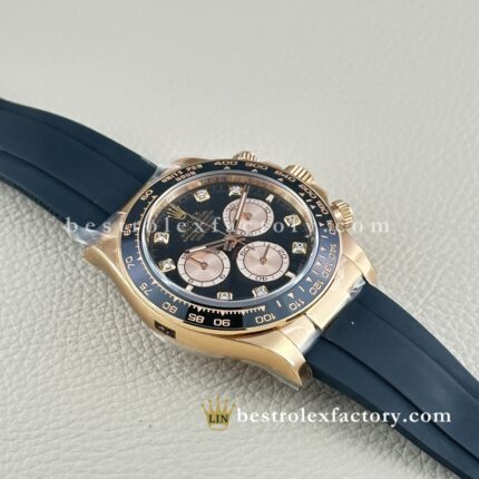Clean Factory Rolex Daytona 126518LN-0006 Black Diamond Dial Champagne Subdials Yellow Gold - Dandong 4131 | Moissanite