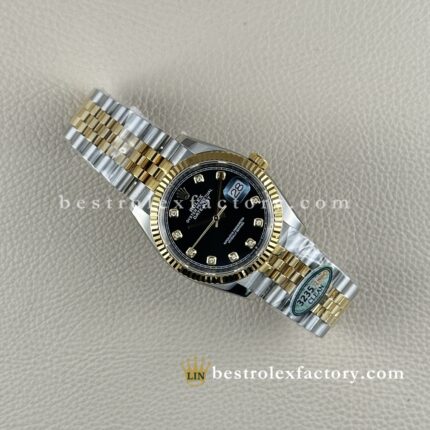 The Best Replica Rolex DateJust 36mm 904L Oystersteel 126233-0021 Super Clone 3235 Movement Yellow Gold Wrap Fluted Bezel Black Diamond Dial Jubilee five-piece links Waterproof Clean factory Made