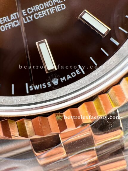 Clean Factory Rolex Datejust 126231-0043 – Chocolate Sunburst Dial, Everose Gold Two-Tone Jubilee 36mm