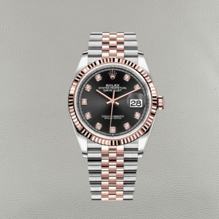 Clean Factory Rolex Datejust 126231-0019 – Black Dial, Moissanite Markers, Everose Gold, Jubilee 36mm