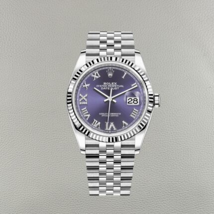 Clean Factory Rolex Datejust 126234-0021 – Aubergine Sunburst Dial with Diamond Roman Numerals, 36mm
