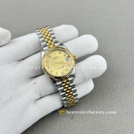 Rolex Lady Datejust 278273-0026 Champagne Dial – Yellow Gold Moissanite Super Clone 31mm