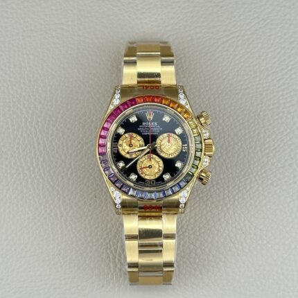 Clean Factory Rolex daytona 116598RBOW-0001 Yellow Gold Rainbow Moissanite Super Clone