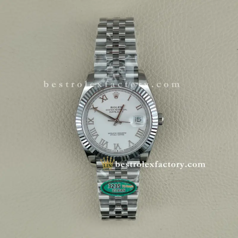 Clean Factory Datejust 41 126334 White Roman Wg Wrapped Bezel Jubilee Dd3235