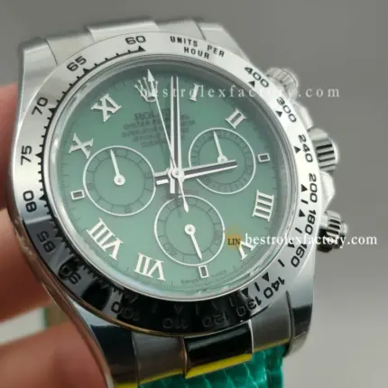 Rolex Daytona "Beach" Ref. 116519-001 | 40mm White Gold Finish | Jadeite Green Roman Dial | DD4130