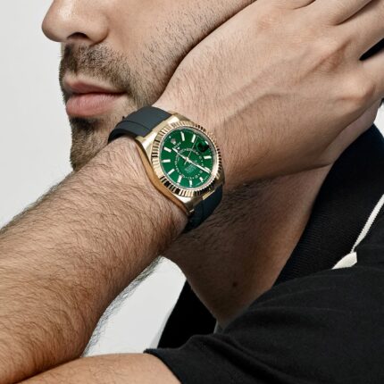 Rolex Sky-Dweller 42 Ref. 336238-0004 Yellow Gold Green Dial Oysterflex ZF | DD9002