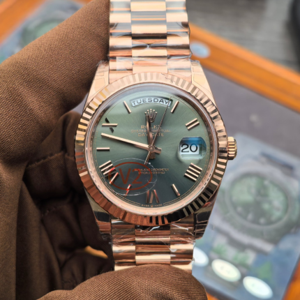 VS Factory Rolex Day-Date 40 Ref. 228235-0025 Rose Gold Olive Green Dial – Dandong 3255