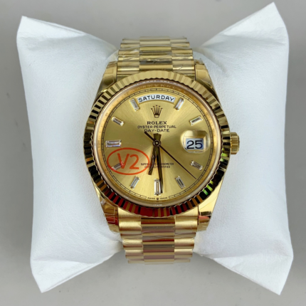 VS Factory Rolex Day-Date 40 Ref. 228238-0005 Yellow Gold Champagne Baguette Dial – Dandong 3255