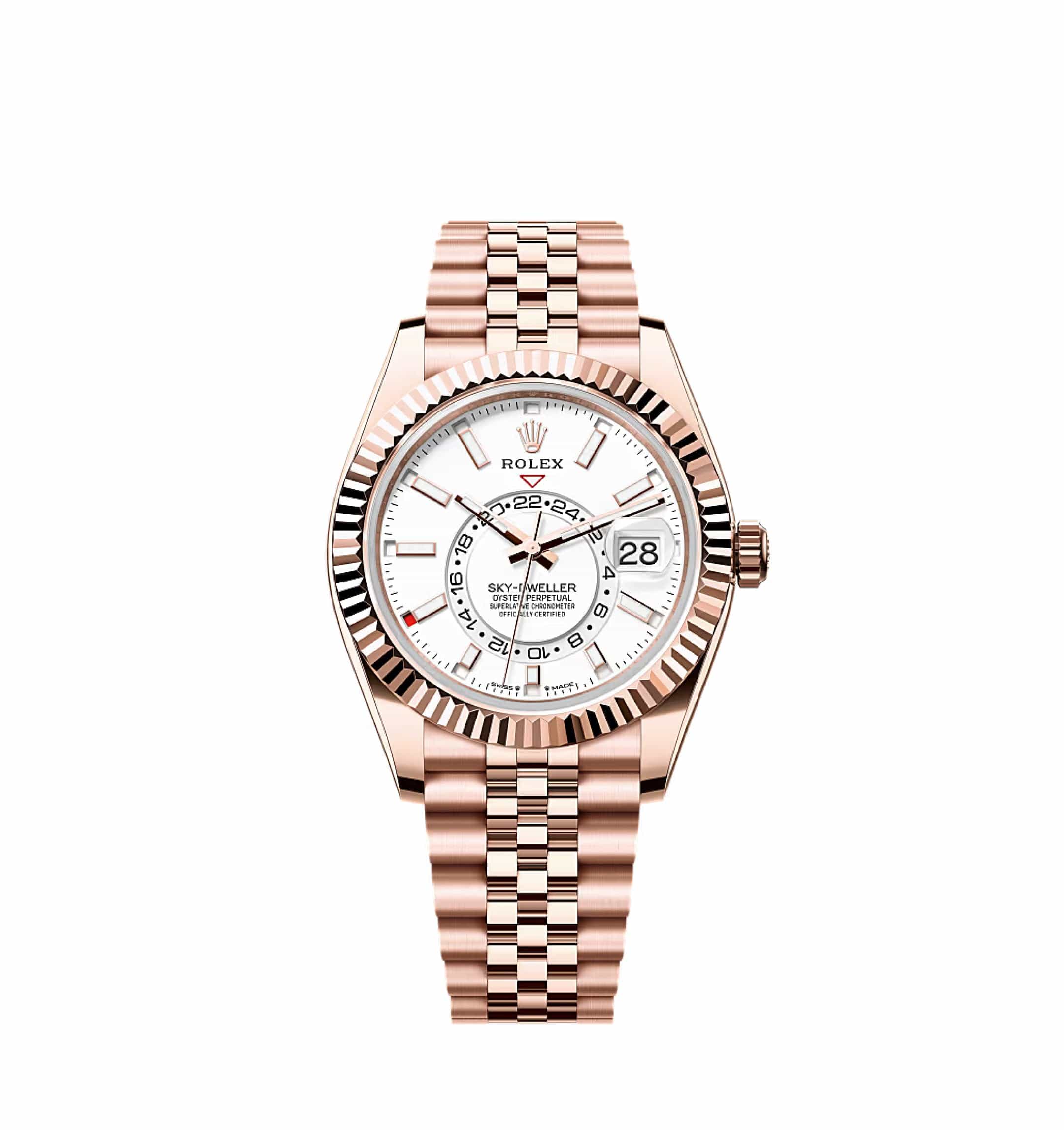 ZF Factory Rolex Sky-Dweller 336935 Everose Gold White Jubilee ZF Factory Rolex Sky-Dweller 42 Ref. 336935 Everose Gold White Dial Jubilee Bracelet